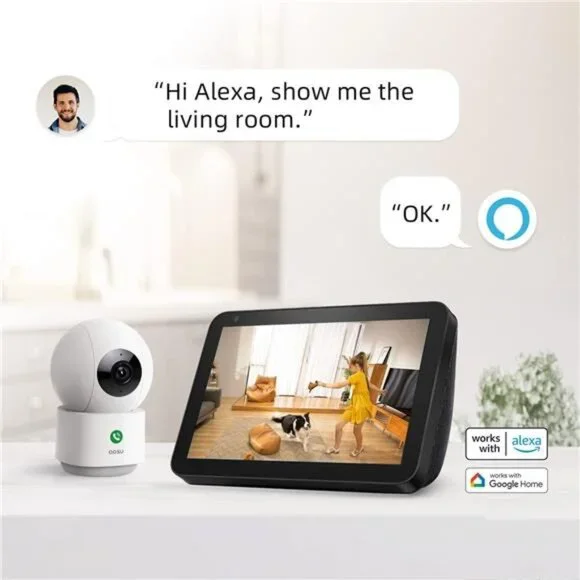 2K Security Camera Indoor, Baby Monitor Pet Camera 360-Degree for Home Security